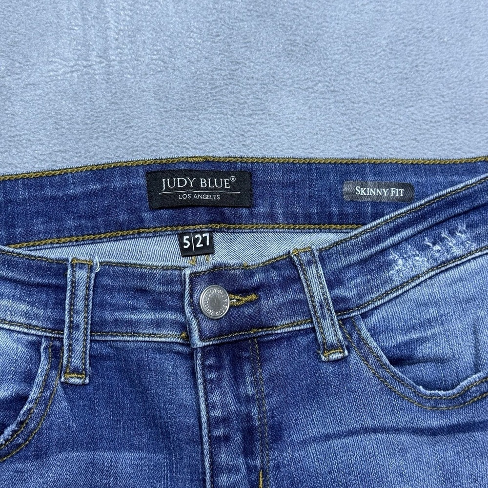 Judy Blue Jeans Womens 5/27 (27x29) Skinny Ankle Cheetah Patches Distressed USA - Picture 3 of 9